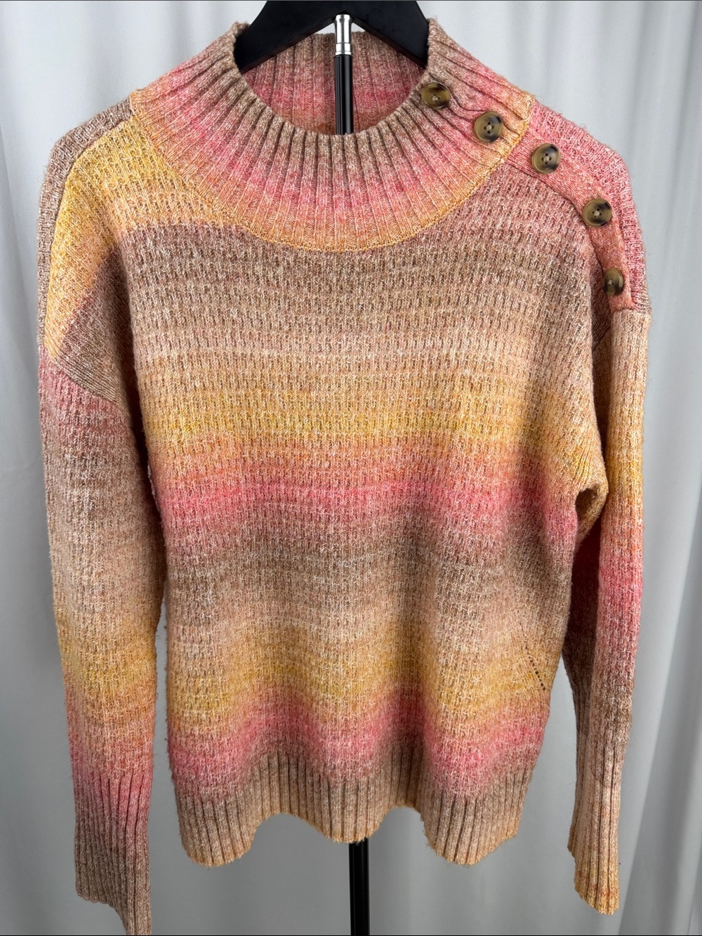 Talbots Petite Ombré Button Shoulder Sweater Large Petite